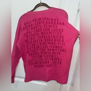 Sundry NWT Destinations Crewneck Sweater Hot Pink Wool Cashmere Blend Sz S Layer